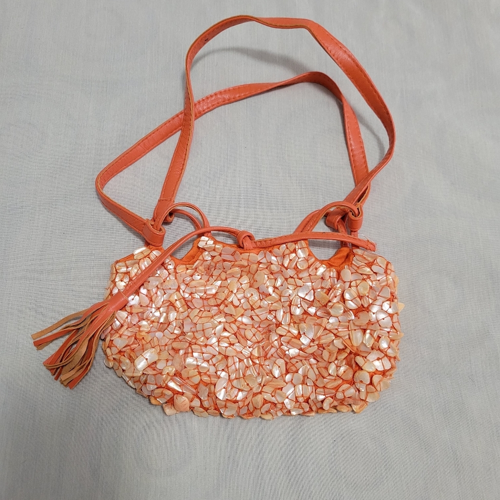 Vintage mosaic  shell pouch